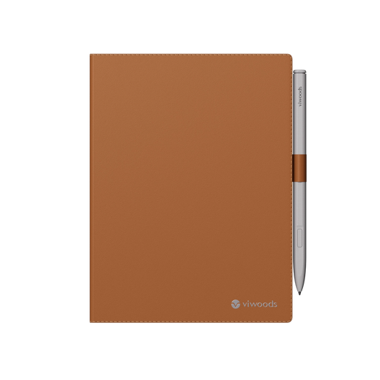 AiPaper Mini Premium Genuine Leather Protective Case with a stylus on a white background.